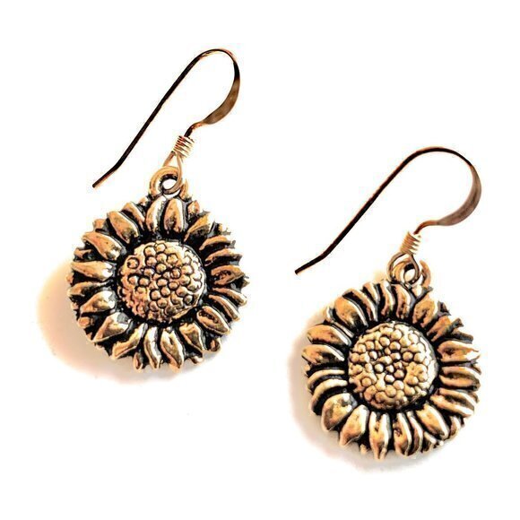 Sunflower Earrings 14k Gold Filled Wires Womens Girls Flower Jewelry Gifts Her
